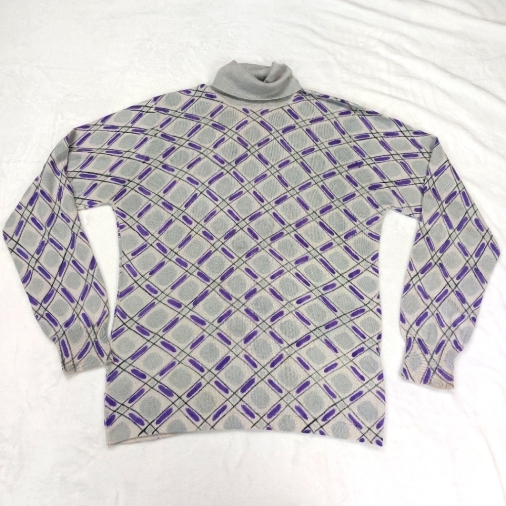 DEBRA C BEVERLY HILLS WOMEN'S SILK CASHMERE BLEND GRAY TURTLENECK SWEATER SIZE M